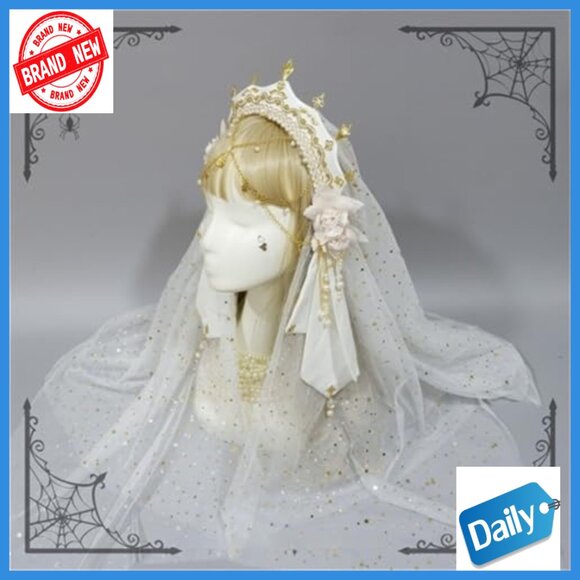 Medieval Tudor Crown Hairband with Detachable Veil for Cosplay Halloween main image 4
